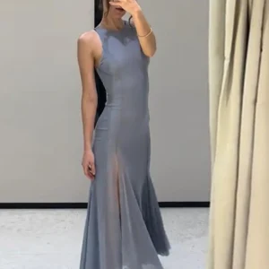 Sexy Women's Summer Dresses  Elegant O Neck Sleeveless Hip Package Female Long Split Dress Solid Lady Evening Robes 2025